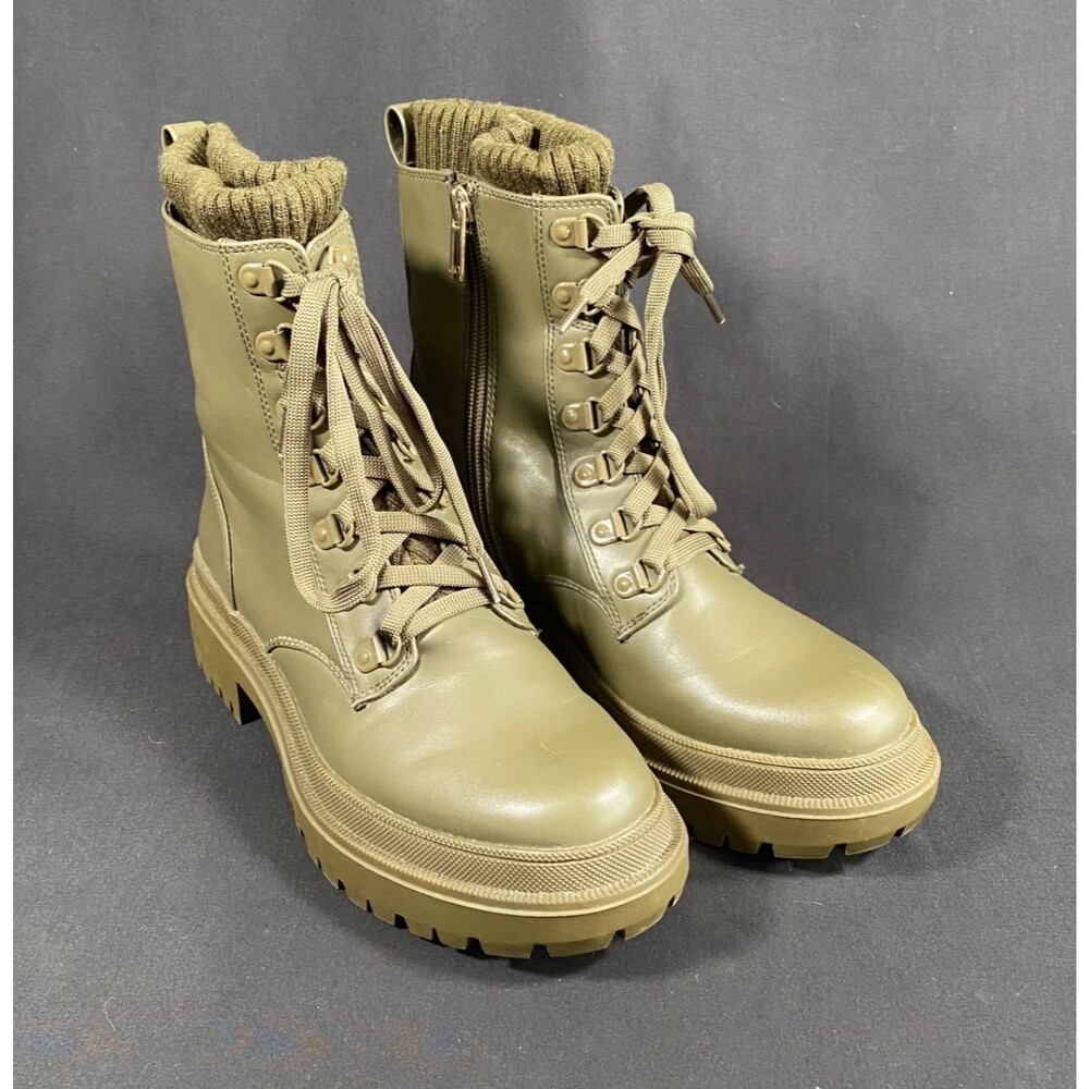 JLO Jennifer Lopez Briana Olive Green Combat Boots Women's Size 8